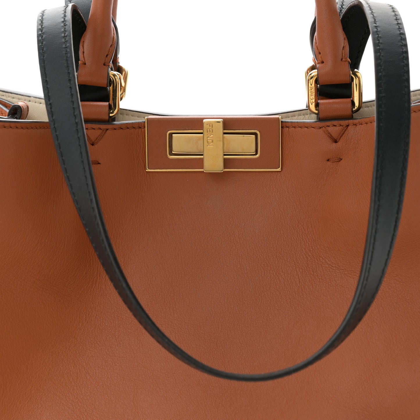 Vitello Seta Century Small Peekaboo X-Tote Brandy Black