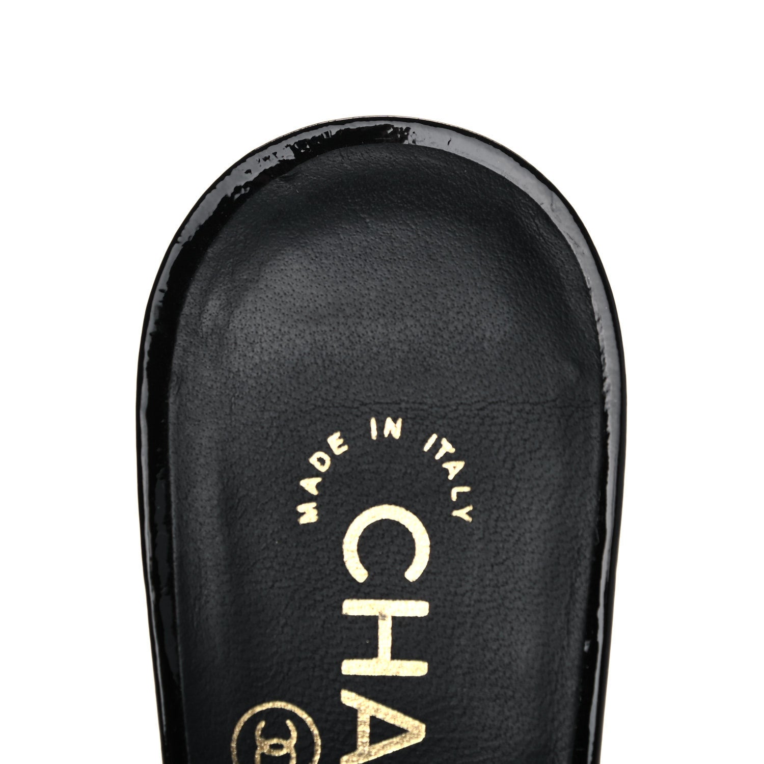 Chanel Goatskin Patent Cap Toe Pearl Mule 37 Black 11 of 13