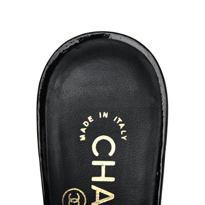 Chanel Goatskin Patent Cap Toe Pearl Mule 37 Black 11 of 13