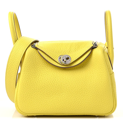 Hermes Taurillon Clemence Mini Lindy 20 Lime 1 of 10