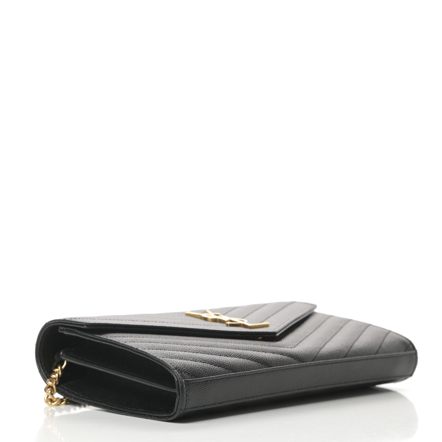 Grain De Poudre Matelasse Chevron Monogram Chain Wallet Black