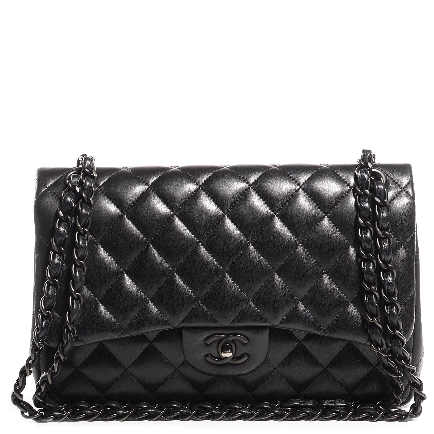 Chanel Lambskin Quilted Jumbo Double Flap So Black 1 of 9