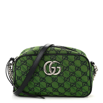 Gucci Monogram Multicolor Matelasse Diagonal Small GG Marmont Chain Shoulder Bag Green Blue 1 of 12