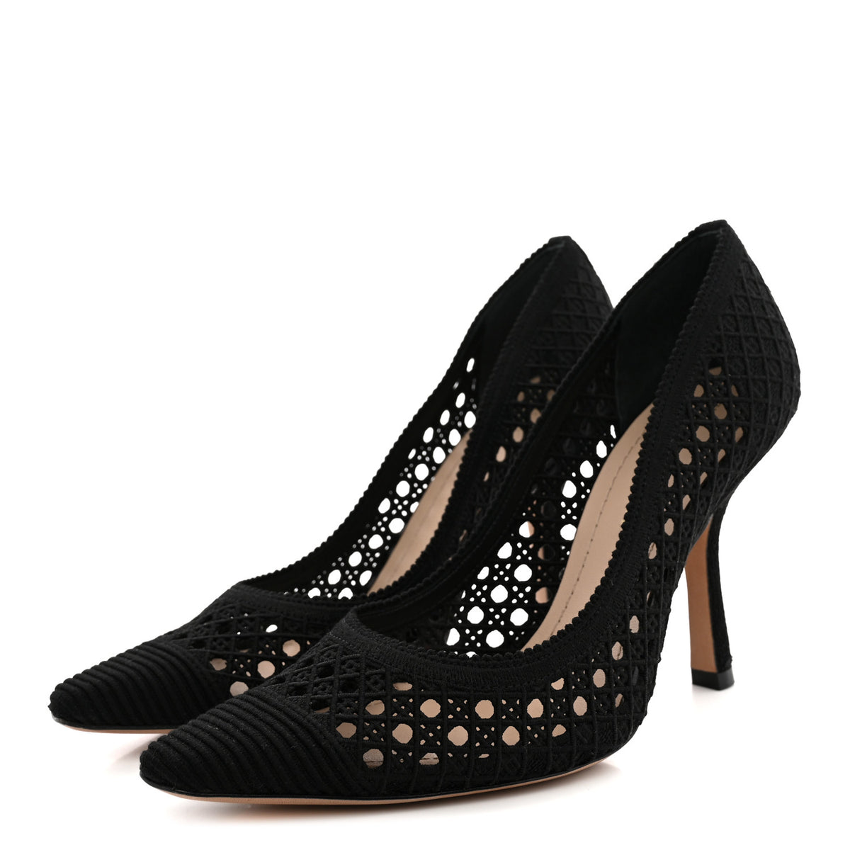 Christian Dior Mesh Cotton Cannage Dior Capture 100mm Pumps 36 Black 4 of 10