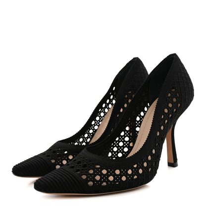 Christian Dior Mesh Cotton Cannage Dior Capture 100mm Pumps 36 Black 4 of 10
