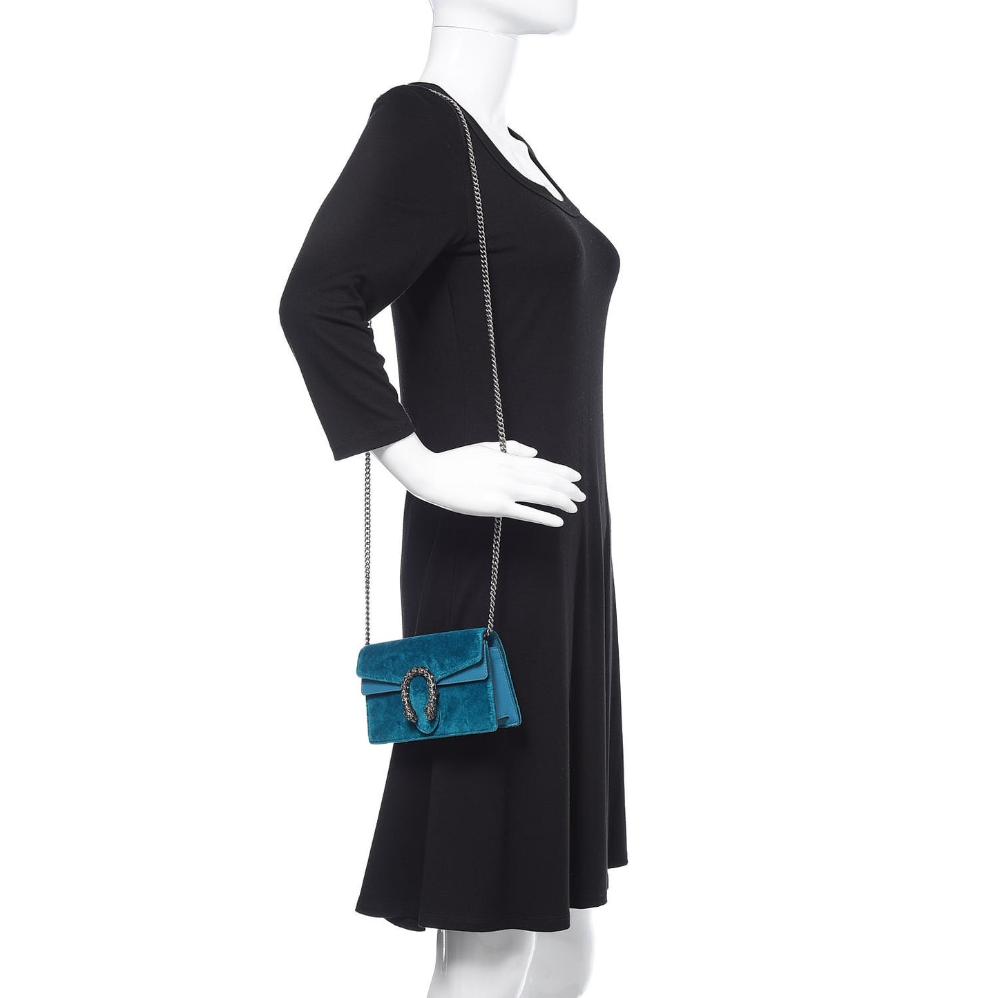 Velvet Super Mini Dionysus Shoulder Bag Pavone Cyan