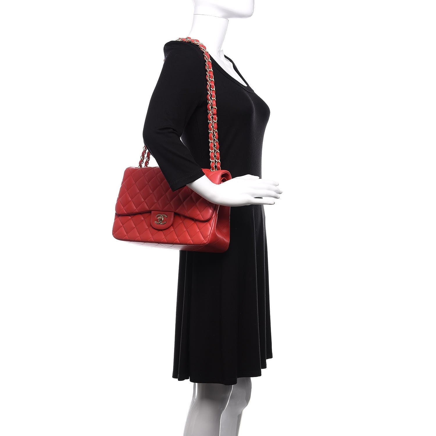 Chanel Lambskin Quilted Jumbo Double Flap Red 3 of 12