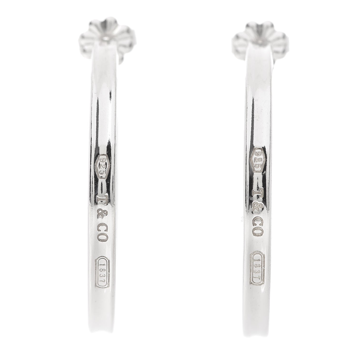 Tiffany Sterling Silver Medium Narrow 1837 Hoop Earrings 1 of 3