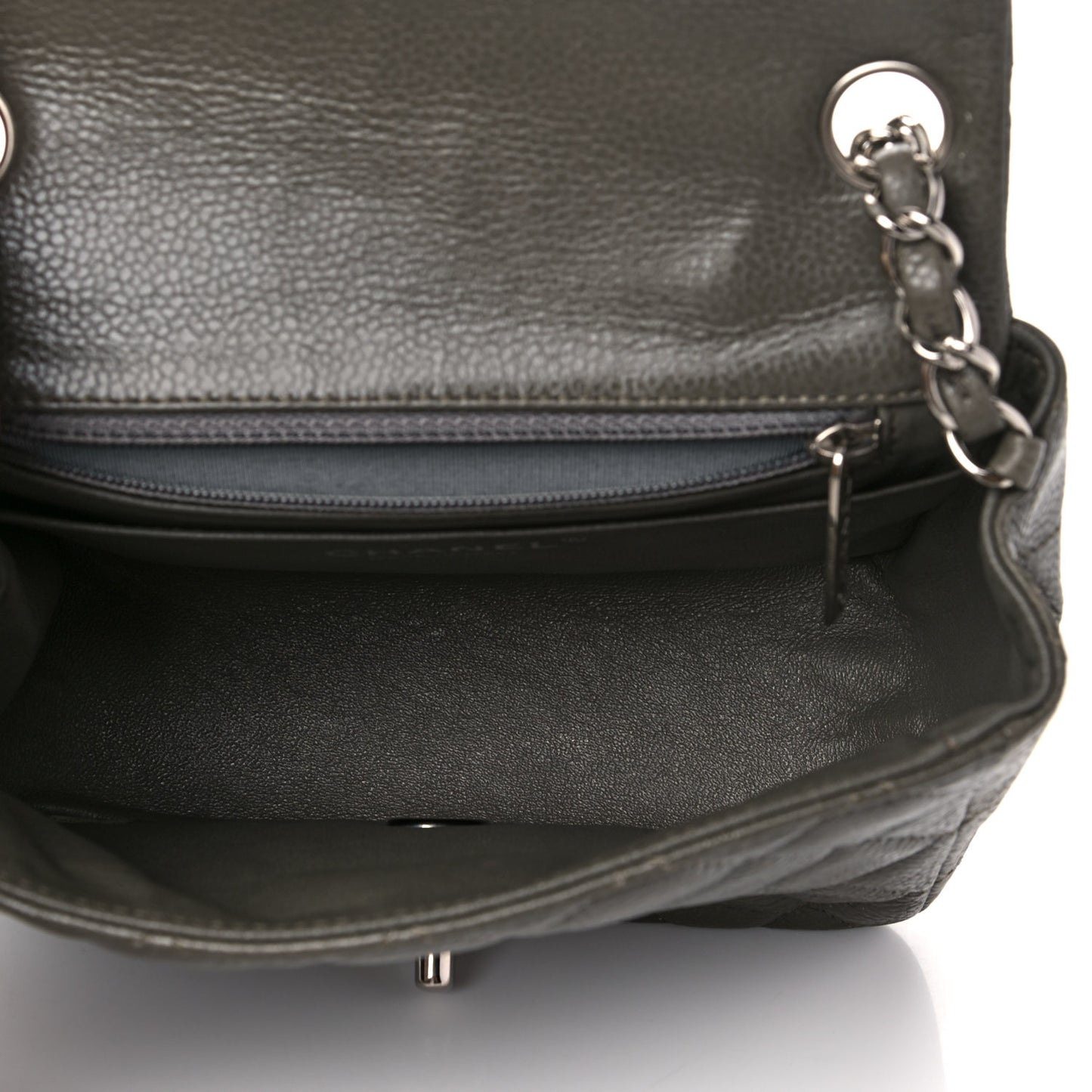 Caviar Quilted Mini Square Flap Dark Charcoal