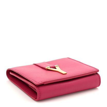 Saint Laurent Calfskin Classic Y Compact Wallet Fuchsia 4 of 9