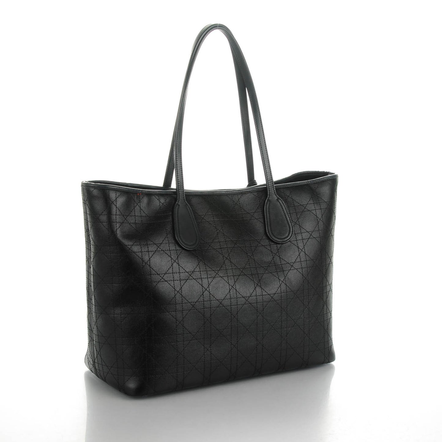 Coated Canvas Cannage Panarea Shopping Tote Black