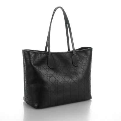 Christian Dior Coated Canvas Cannage Panarea Shopping Tote Black 3 of 9