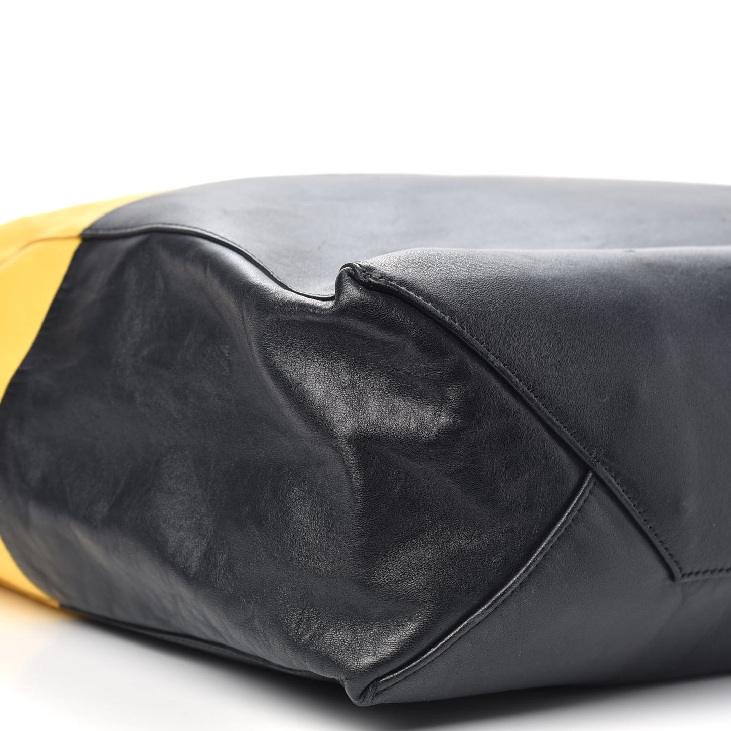 Lambskin Vertical Bi-Color Cabas Black Yellow