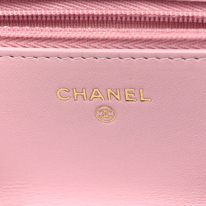 Chanel Lambskin Quilted Pearl Top Handle Wallet On Chain WOC Light Pink 6 of 11