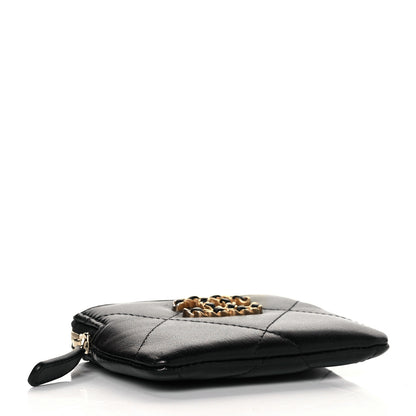 Chanel Lambskin Quilted Chanel 19 Zip Card Holder Wallet Black 4 of 10
