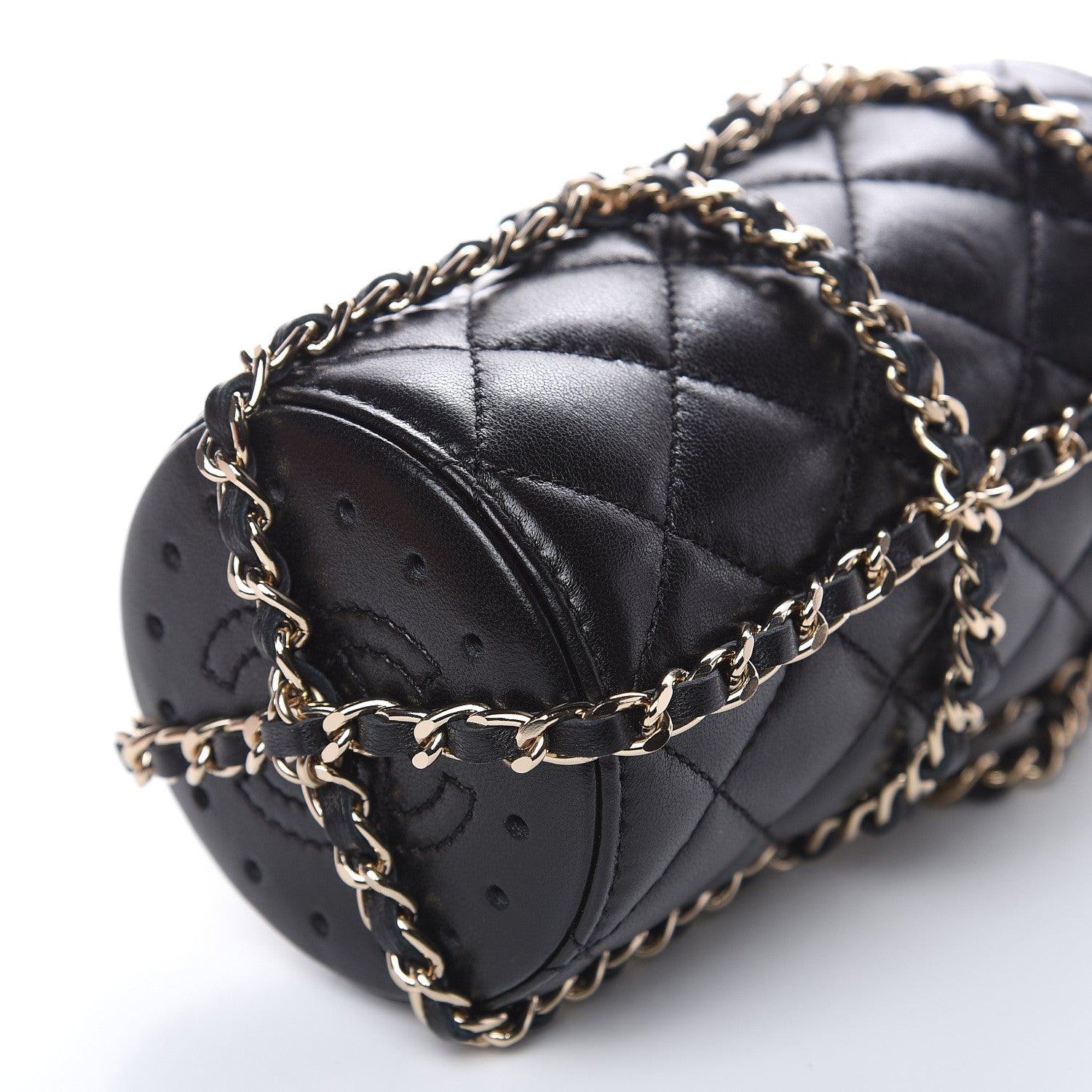Chanel Lambskin Quilted CC To Drink Water Bottle Black Gold 5 of 8