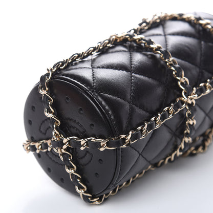 Chanel Lambskin Quilted CC To Drink Water Bottle Black Gold 5 of 8