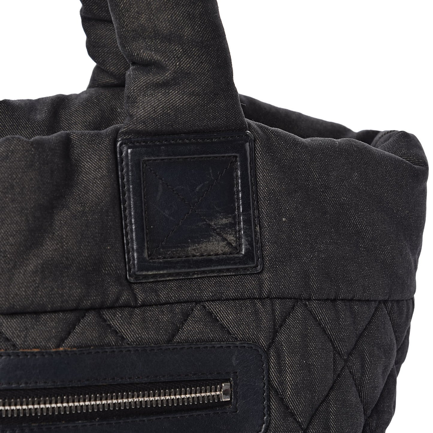 Canvas Nylon Quilted Small Coco Cocoon Reversible Tote Black