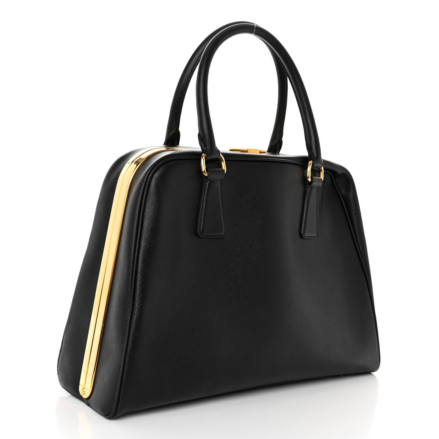 Prada Saffiano Vernice Pyramid Bag Black 3 of 9