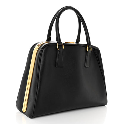 Prada Saffiano Vernice Pyramid Bag Black 3 of 9