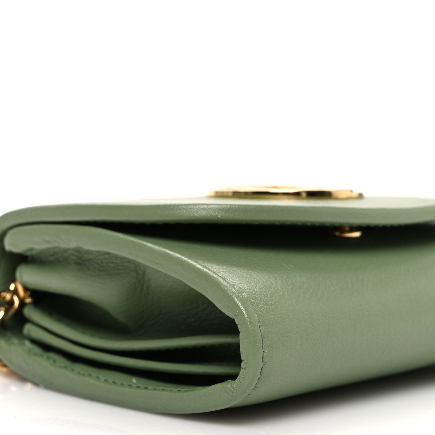 Gucci Roxy Calfskin Medium Blondie Chain Wallet Salamander Green 10 of 12