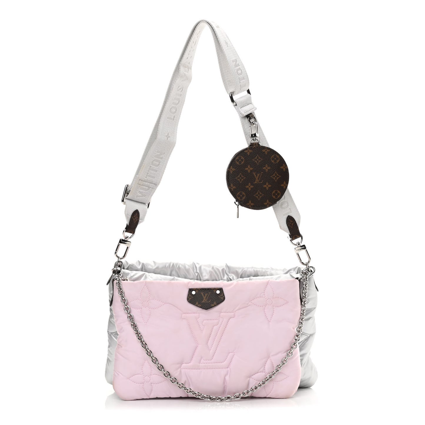 Econyl Monogram Pillow Maxi Multi Pochette Accessories Silver Pale Pink