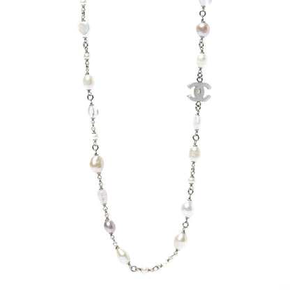 Chanel Pearl Beaded CC Long Necklace Pink Gold 2 of 5
