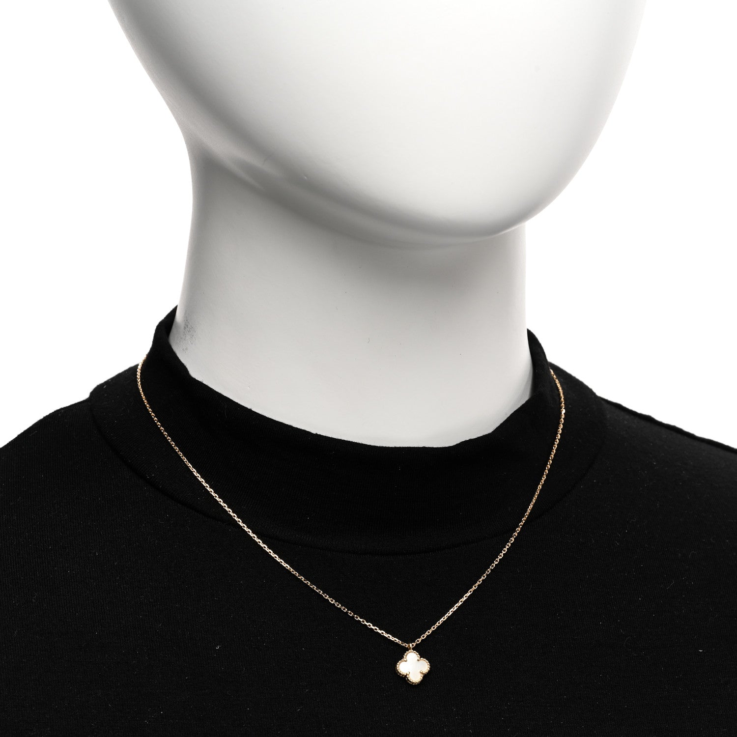 Van Cleef & Arpels 18K Yellow Gold Mother of Pearl Sweet Alhambra Pendant Necklace 2 of 7