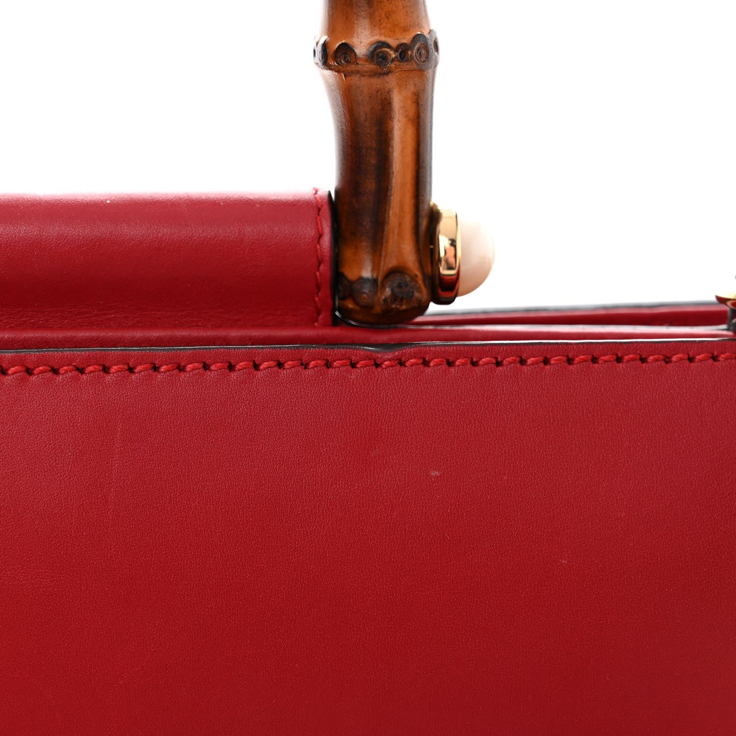 Gucci Nappa Bamboo Web Medium Nymphaea Top Handle Bag Hibiscus Red 16 of 19