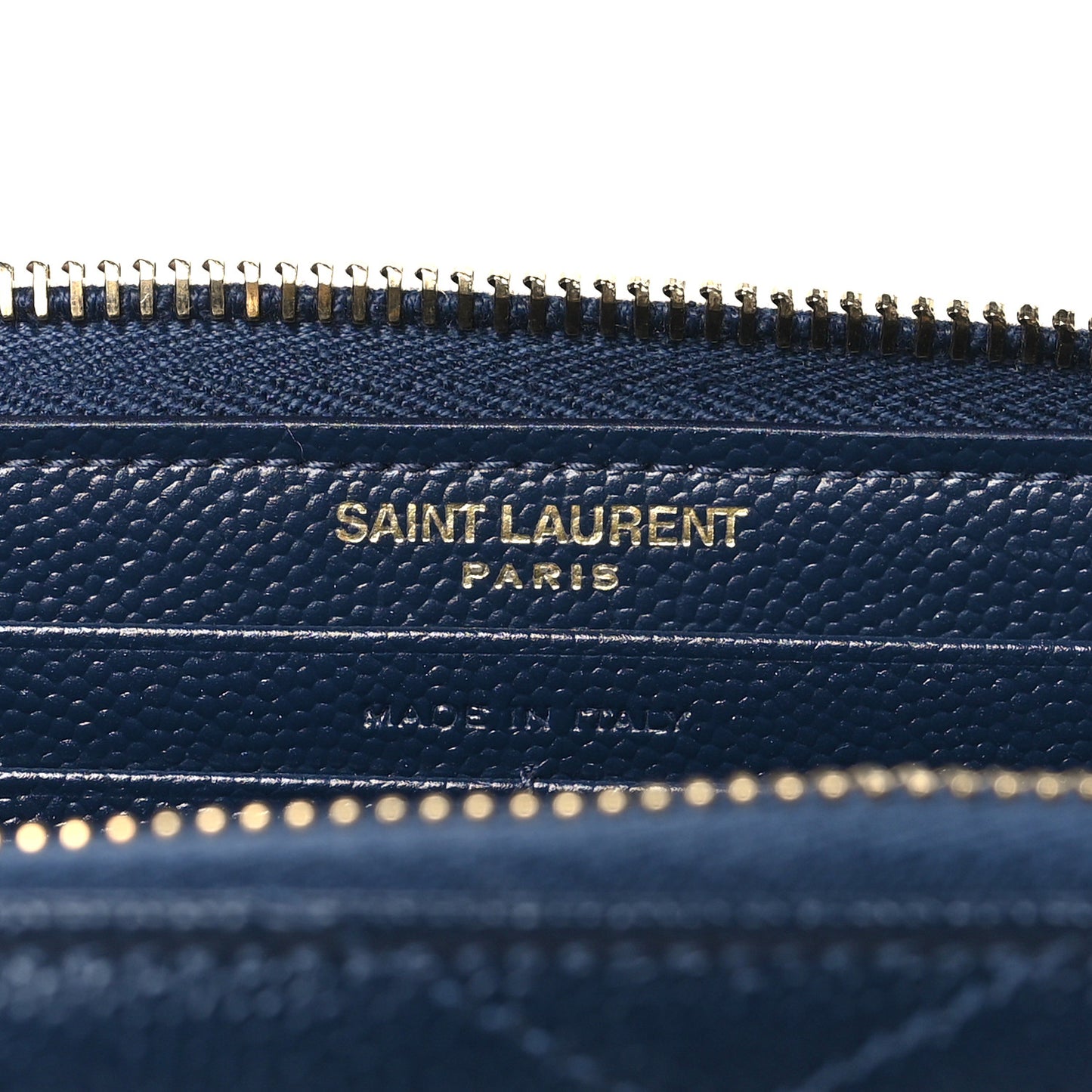 Grain De Poudre Matelasse Chevron Monogram Zip Around Wallet Deep Marine