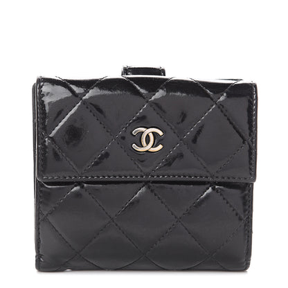 Chanel Patent Quilted Compact French Flap Wallet Black 1 of 7