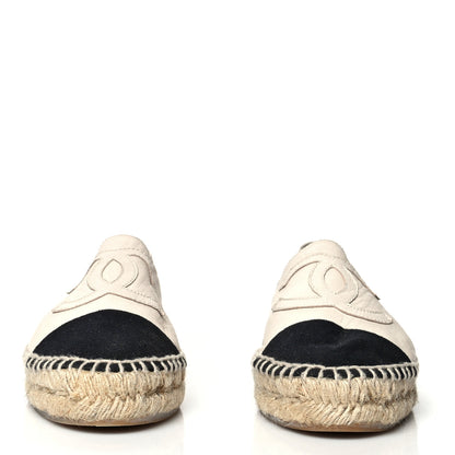 Chanel Calfskin Grosgrain CC Espadrilles 40 Ivory Black 2 of 10