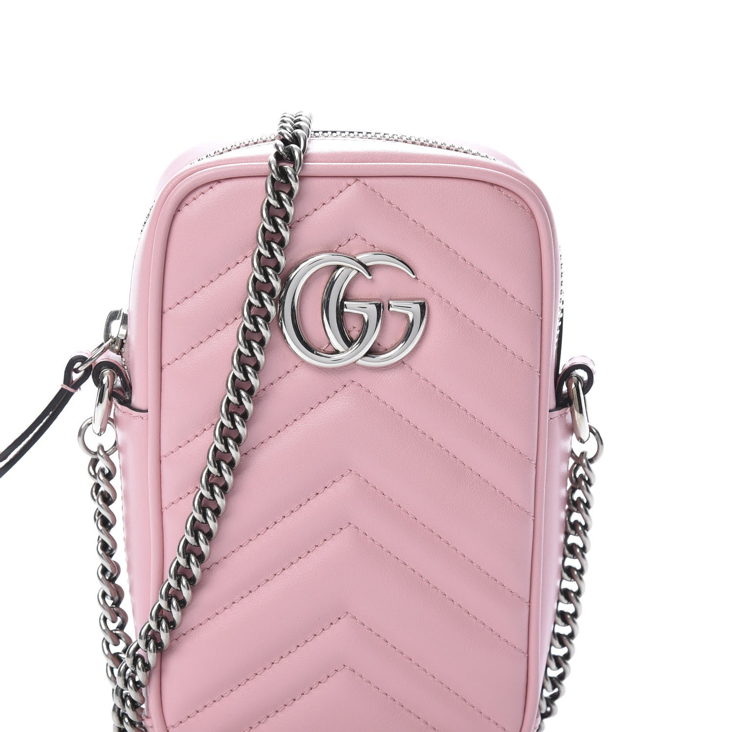 Gucci Calfskin Matelasse Mini GG Marmont Crossbody Bag Wild Rose 8 of 11