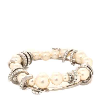Chanel Baguette Crystal Pearl CC Bracelet Silver 3 of 4