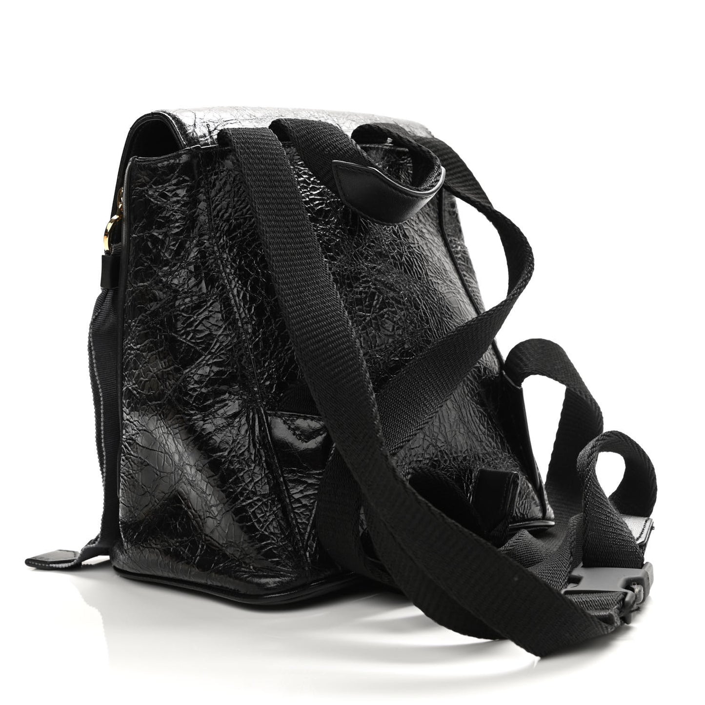 Creased Patent Calfskin ID Backpack Black