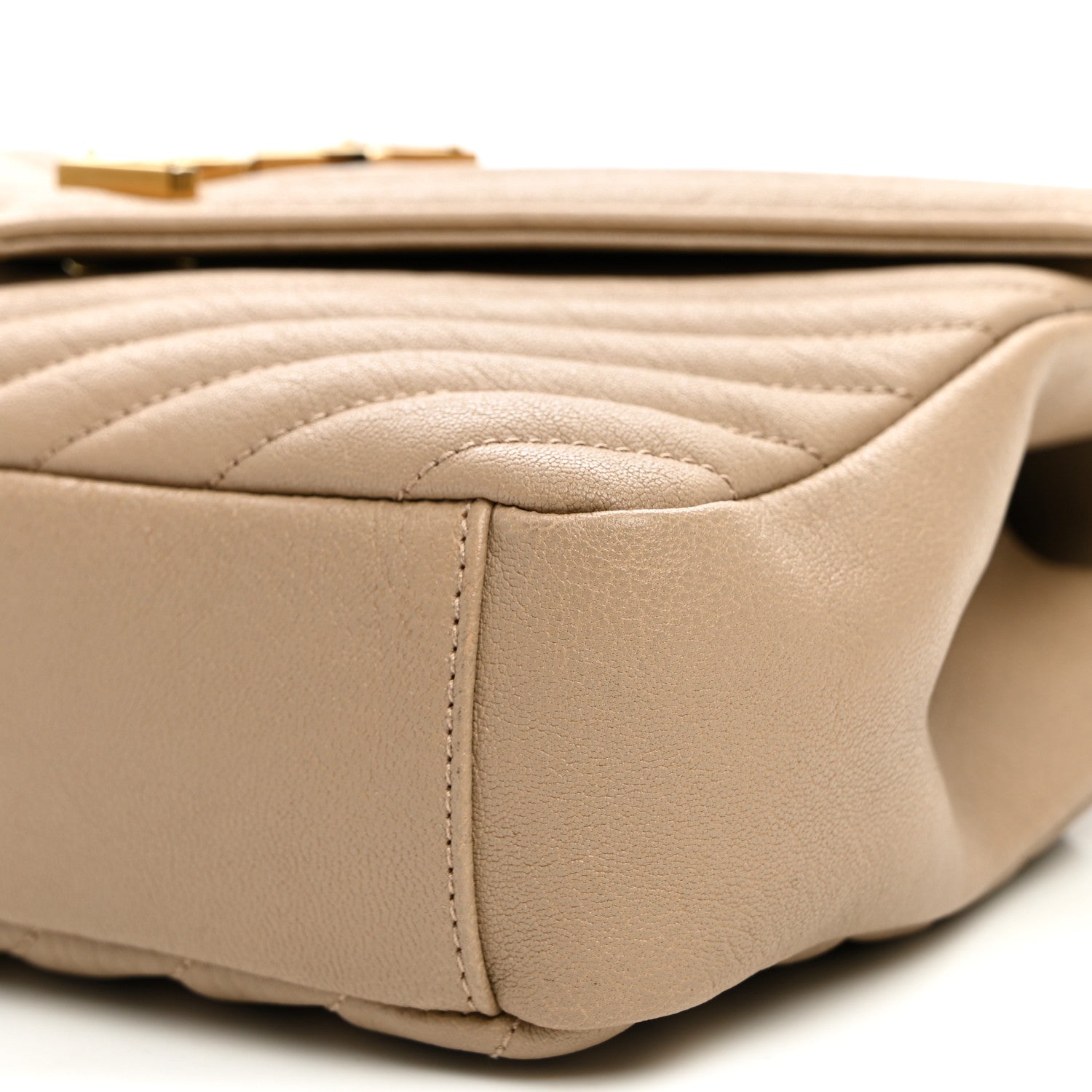 Saint Laurent Sheepskin Matelasse Chevron Monogram Medium College Bag Dark Beige 10 of 10
