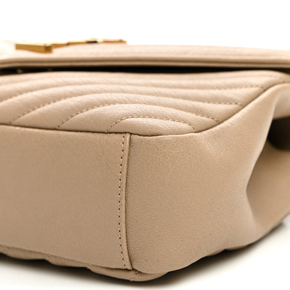 Saint Laurent Sheepskin Matelasse Chevron Monogram Medium College Bag Dark Beige 10 of 10