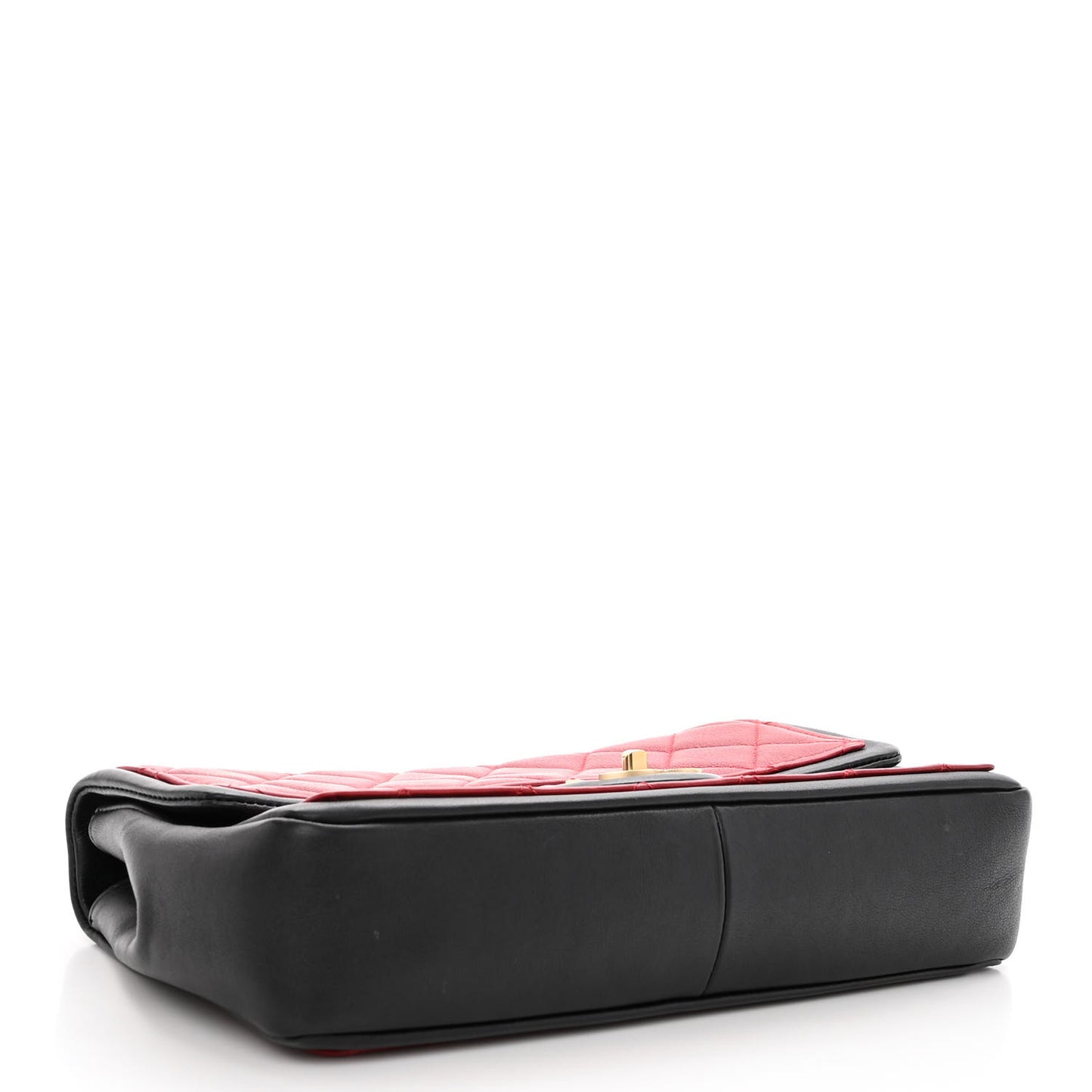 Calfskin Quilted Medium Graphic Flap Red Black