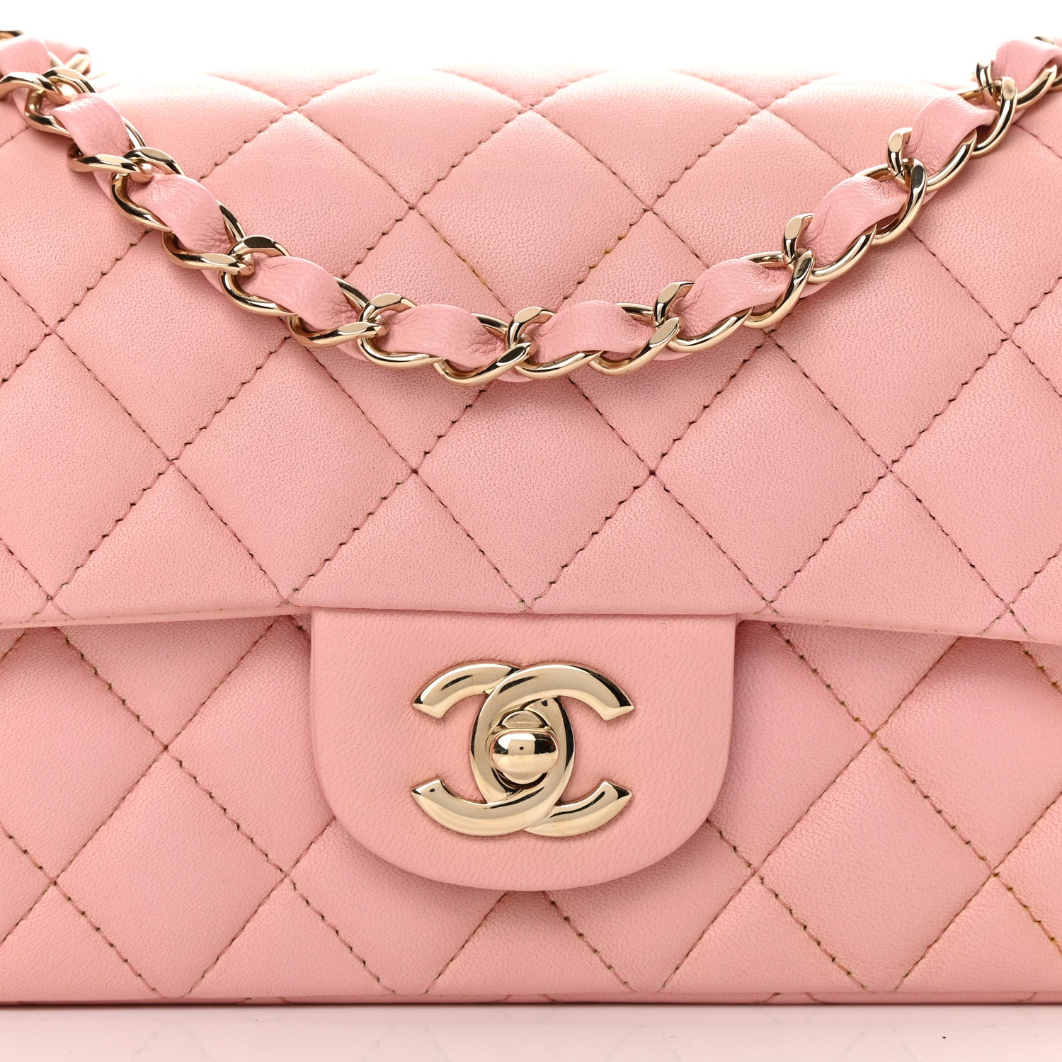 Chanel Lambskin Quilted Mini Rectangular Flap Pink 7 of 14