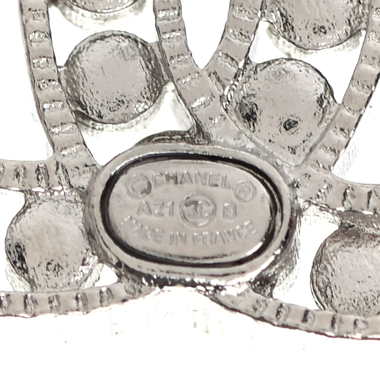 Chanel Crystal CC Earrings Silver 4 of 5