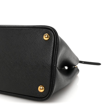 Prada Saffiano Cuir Medium Double Bag Black Fuoco 18 of 19