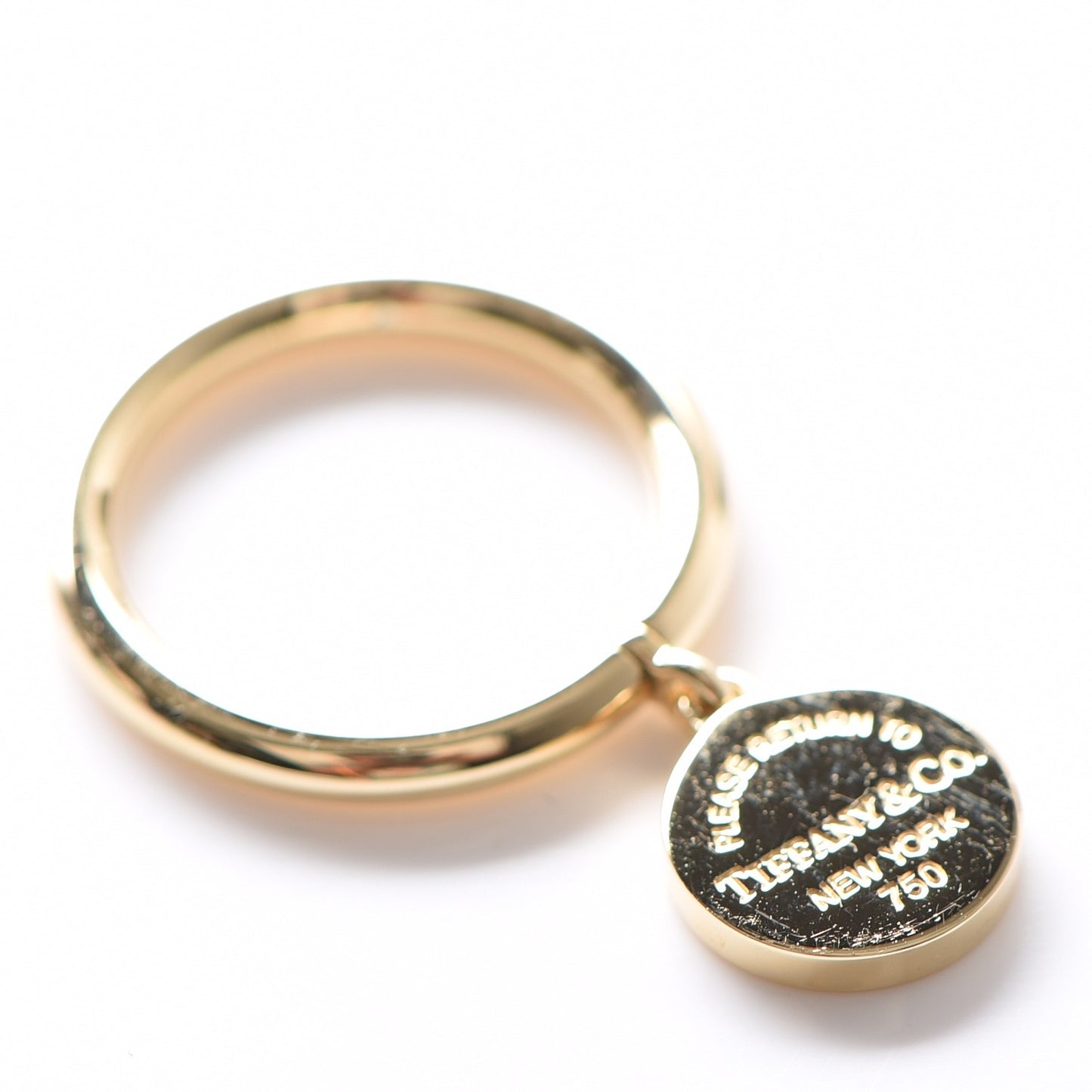 18K Yellow Gold Circle Tag Ring 6