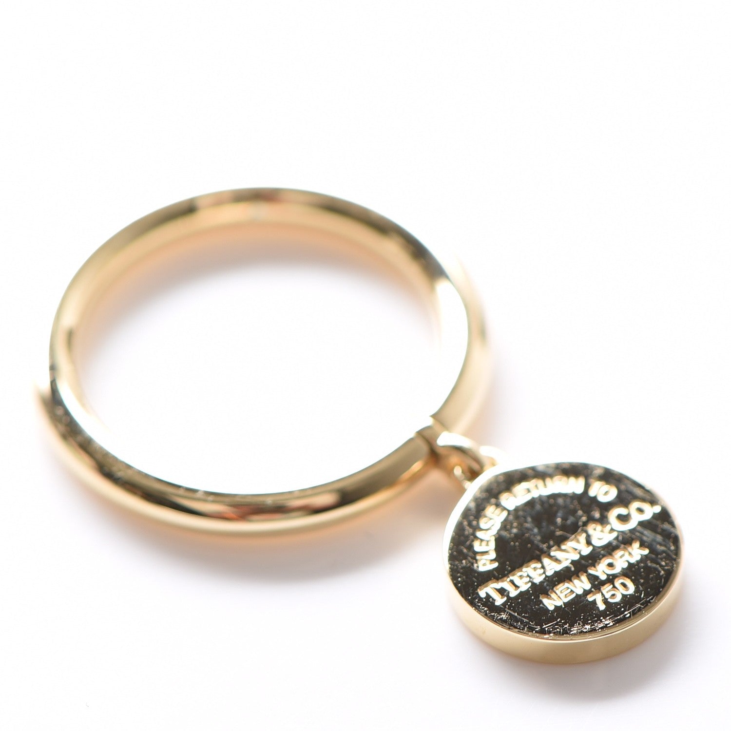 Tiffany 18K Yellow Gold Circle Tag Ring 6 4 of 5