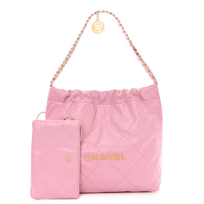 Chanel Shiny Calfskin Quilted Small Chanel 22 Dark Pink 1 of 12