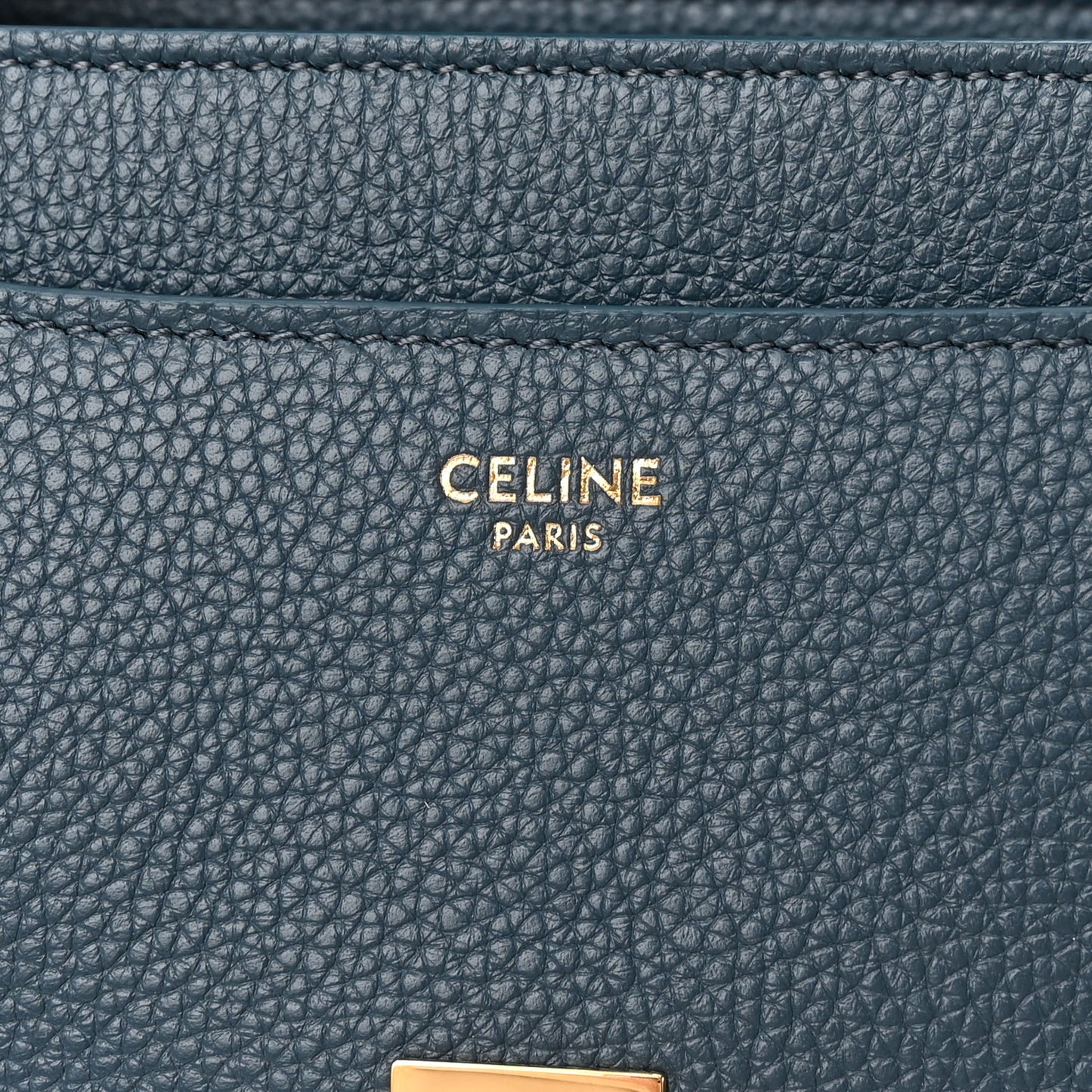 Grained Calfskin Small 16 Top Handle Bag Petrol