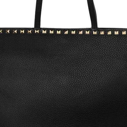 Valentino Garavani Grained Calfskin Rockstud Shoulder Tote Black 7 of 10