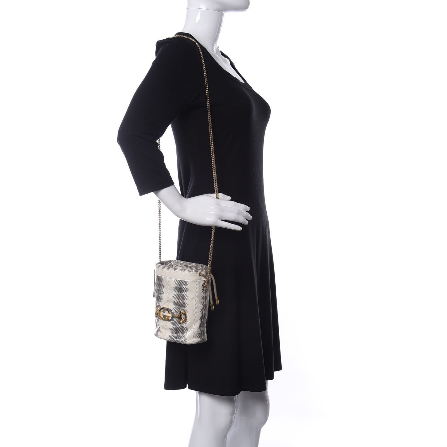 Snakeskin Mini Zumi Bucket Bag Grey