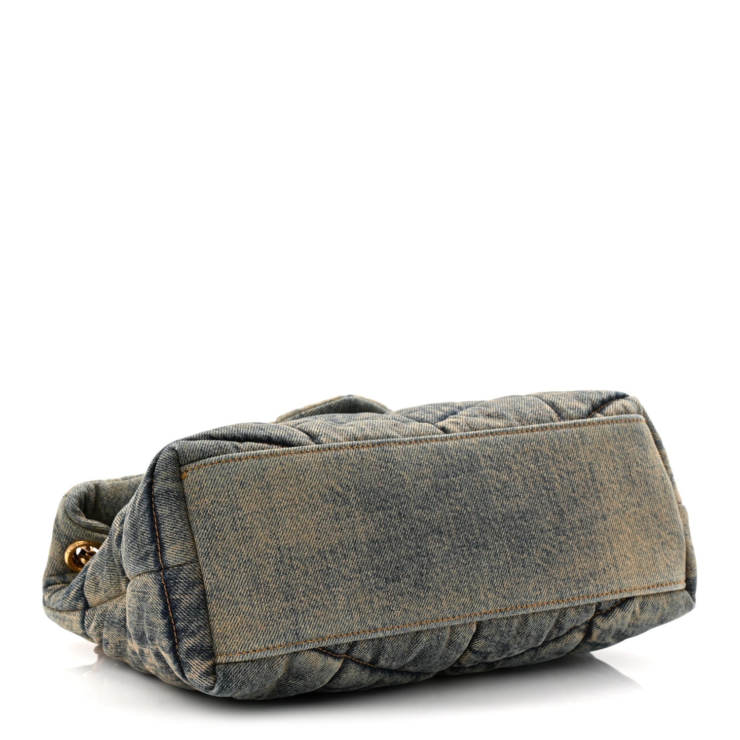 Saint Laurent Denim Quilted Small Loulou Puffer Monogram Chain Satchel Rodeo Blue 4 of 10