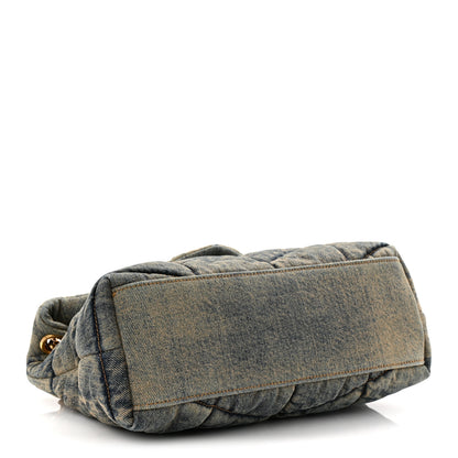 Saint Laurent Denim Quilted Small Loulou Puffer Monogram Chain Satchel Rodeo Blue 4 of 10
