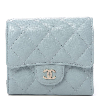 Chanel Caviar Quilted Compact Flap Wallet Light Blue 1 of 8